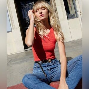 ANTHROPOLOGIE / NATION LTD Christine Smocked Tank - Red- Sz XS